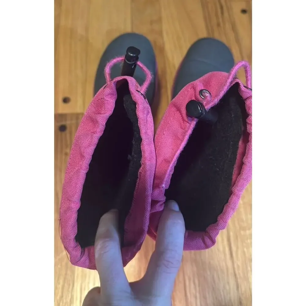 Kamik Snobuster Winter Boots Big Kids Sz 1 Charcoal Magenta Waterproof